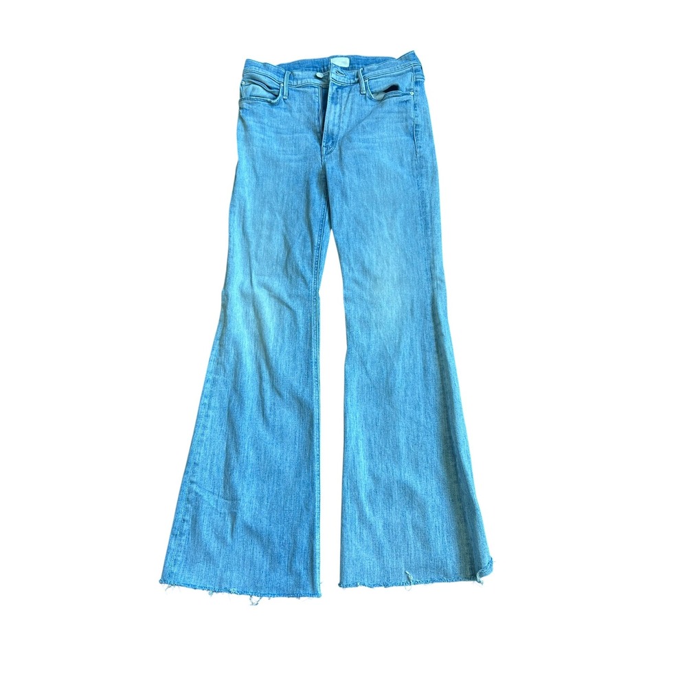 Mother The Doozy Fray Jeans Knock On Wood Light Wash High Rise Flare Size 30 - Picture 4 of 11